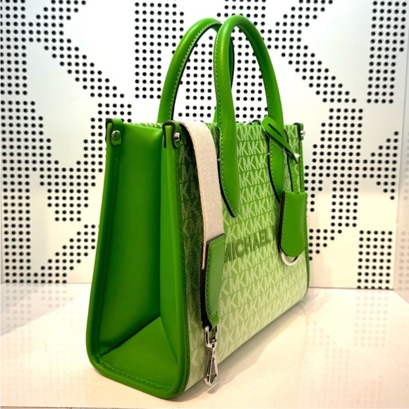 Michael Kors Mirella Small Ombré Signature Logo Crossbody Bag Jungle Green - Picture 5 of 9